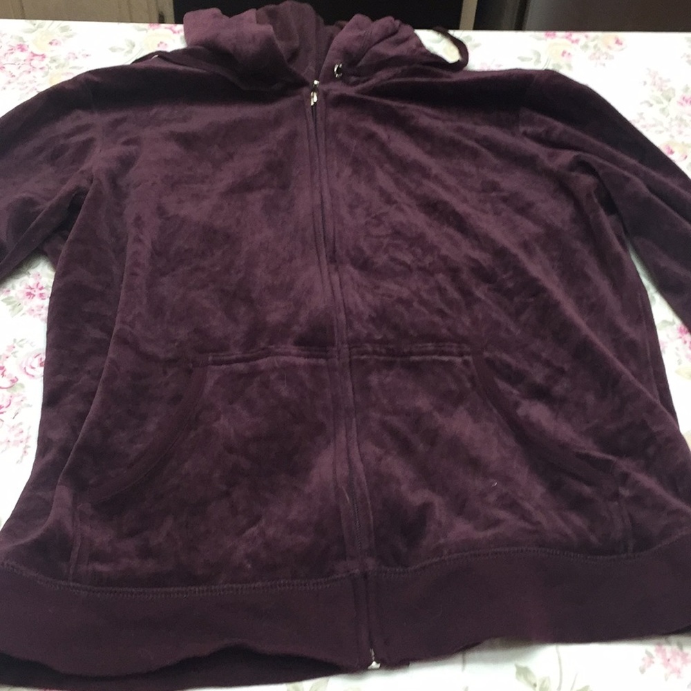 Deep plum velour hoodie